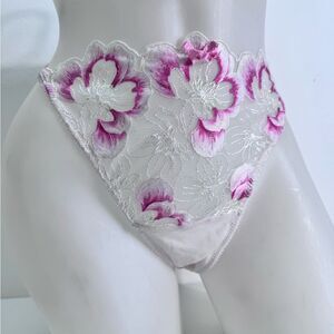 Victoria's Secret Floral Lace Panty - Purple & White Brazilian Sz XL NWT